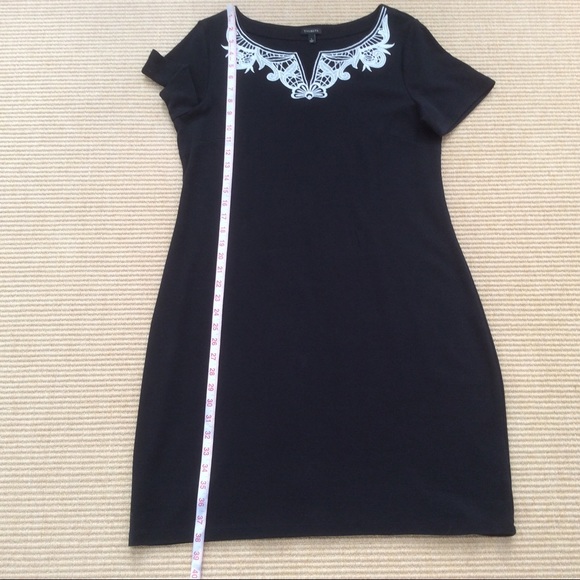 Talbots Black Dress White Embroidered Neckline - L - Picture 10 of 12